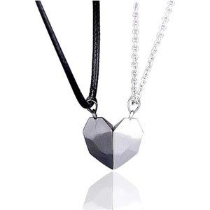 Two Souls One Heart Pendant Necklaces for Couple,Wishing Stone Creative Magnet